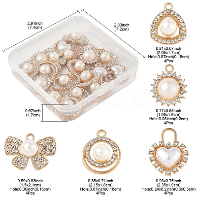 20Pcs 5 Styles Alloy Rhinestone Charms ALRI-FS0001-06-1