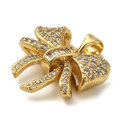 Brass Micro Pave Clear Cubic Zirconia Pendants FIND-Z041-05G-1