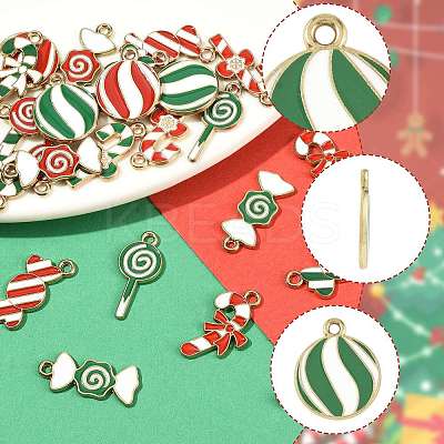 24Pcs 12 Styles Christmas Theme Alloy Enamel Pendants ENAM-FS0004-32-1