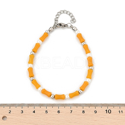 304 Stainless Steel Beaded Bracelets for Women BJEW-M056-08P-01-1