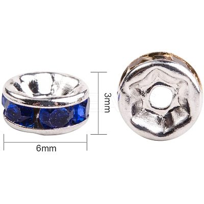 Rondelle Brass Rhinestone Spacer Beads RB-PH0001-06S-NF-1