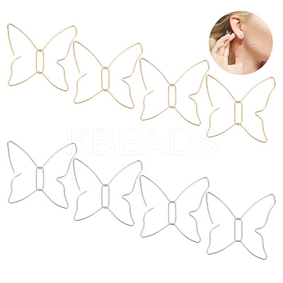 4 Pairs 2 Colors Special Iron Hollow Out Butterfly Dangle Earrings EJEW-AR0001-06-1