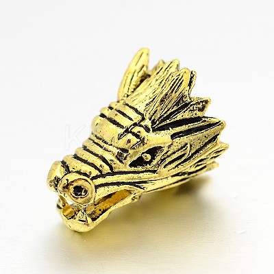 Tibetan Style Alloy Animal 3D Dragon Head Beads PALLOY-A063-04-1