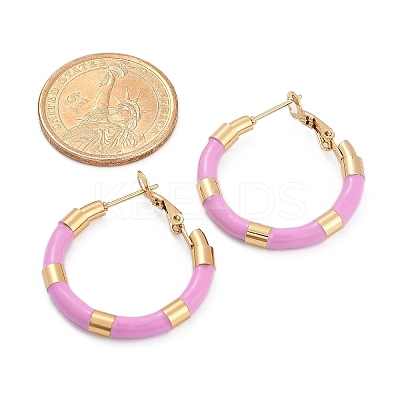 PVD Vacuum Plating 201 Stainless Steel Enamel Hoop Earrings for Women EJEW-B016-33I-1