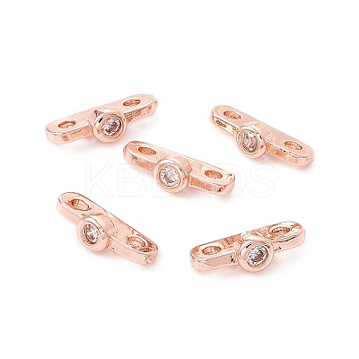 Rack Plating Brass Pave Clear Cubic Zirconia Connector Charms LS-KK-G433-04RG-1