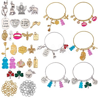 DIY Word Charm Bangle Making Kits DIY-SZ0008-09-1