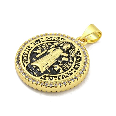 Rack Plating Brass Micro Pave Cubic Zirconia Pendants KK-B091-22G-02-1