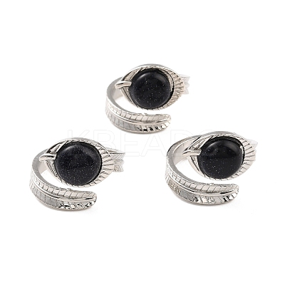 Oval Natural & Synthetic Mixed Stone Cuff Ring RJEW-I079-01-1