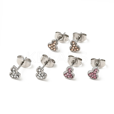Rhinestone Gourd Stud Earrings with 316 Surgical Stainless Steel Pins EJEW-A081-04P-1