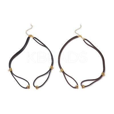 2Pcs 2 Colors Cowhide Leather Cord Double Layer Necklace Making AJEW-JB01355-1