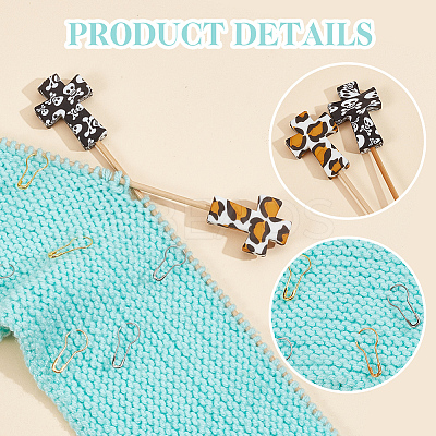 7Pcs 7 Styles Cross Silicone Beads Knitting Needle Protectors/Knitting Needle Stoppers DIY-NB0010-32-1