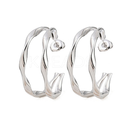 304 Stainless Steel Two-layer C-Shaped Stud Earrings EJEW-P324-11P-1