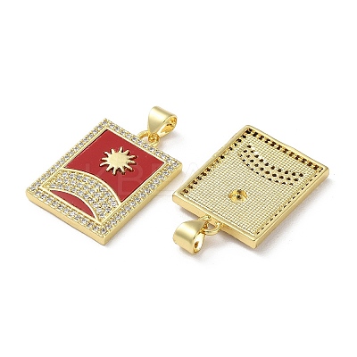 Brass Micro Pave Clear Cubic Zirconia Pendants KK-C045-09G-1