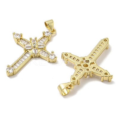 Rack Plating Brass Micro Pave Cubic Zirconia Pendants KK-F869-11G-1