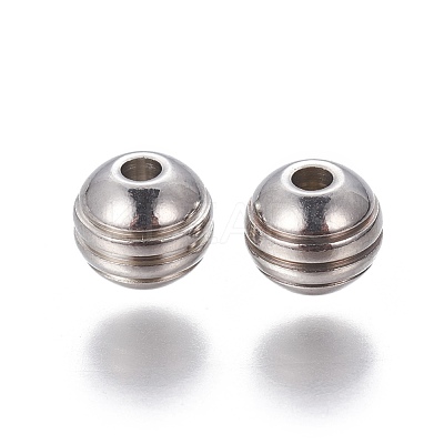 Tarnish Resistant 201 Stainless Steel Grooved Beads STAS-P239-04P-1