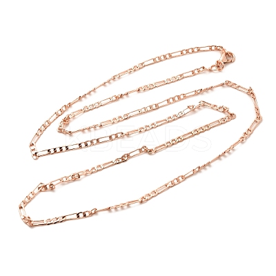 2mm Rack Plating Brass Figaro Chain Necklaces for Women Men MAK-L044-34RG-1