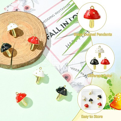 6Pcs 3 Colors Brass Enamel Pendants KK-CJ0003-61-1