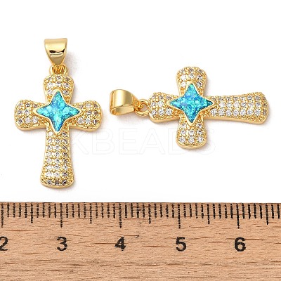 Rack Plating Brass Micro Pave Cubic Zirconia Pendants KK-P268-17A-G-1