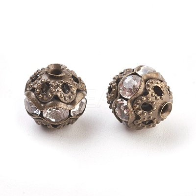Brass Rhinestone Beads RB-A011-8mm-01AB-NF-1