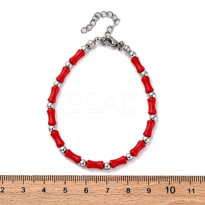 304 Stainless Steel Beaded Bracelets for Women BJEW-M056-04P-1
