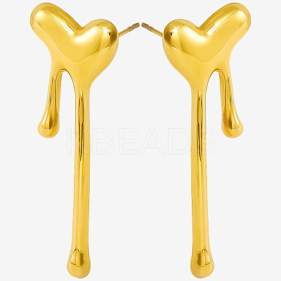 1 Pair Stylish Heart Tassel 304 Stainless Steel Stud Earrings for Women WI4512-2-1