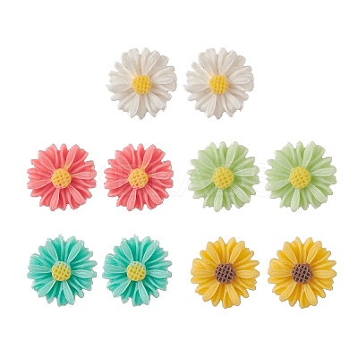 Resin Flower Stud Earrings X-EJEW-JE05230-1