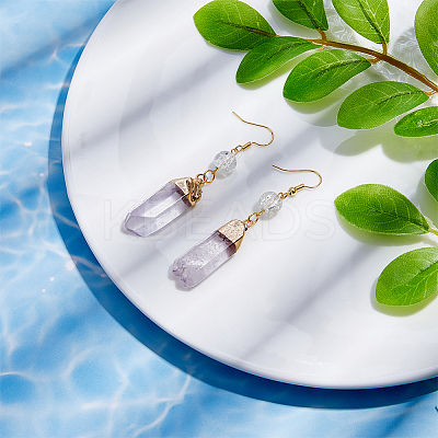 8Pcs Natural Quartz Crystal Double Terminal Pointed Pendants G-BC0001-53G-1