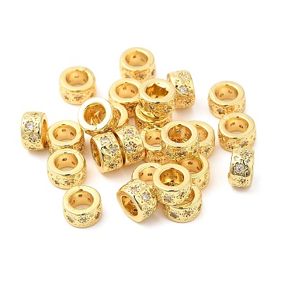 Brass Micro Pave Cubic Zirconia European Beads KK-I705-15G-1