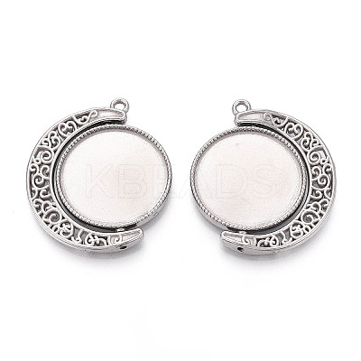 Non-Tarnish 304 Stainless Steel Rotatable Pendant Cabochon Settings X-STAS-N114-01P-1
