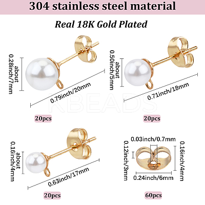 304 Stainless Steel Stud Earring Findings EJEW-SP0001-17M-1