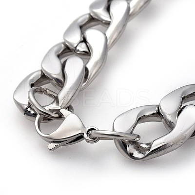 Non-Tarnish Men's 304 Stainless Steel Curb Chain Bracelets BJEW-G618-01P-1