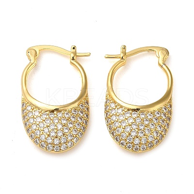 Teardrop Brass Hoop Earrings with Clear Cubic Zirconia EJEW-Q791-06G-1
