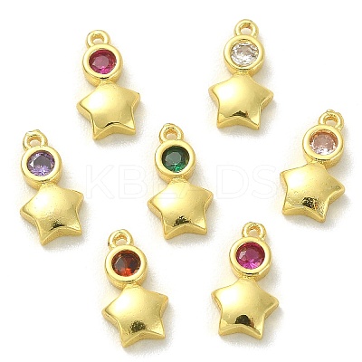 30Pcs Brass Micro Pave Cubic Zirconia Pendants ZIRC-CJ0001-17-1