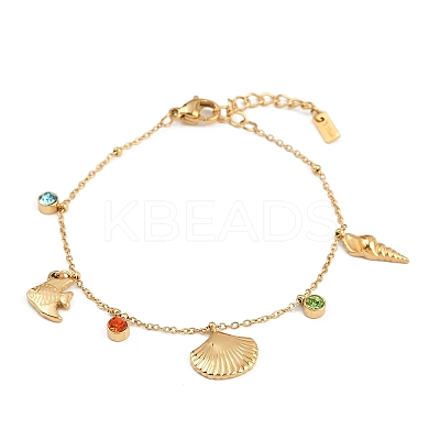 304 Stainless Steel Charms Bracelets for Women BJEW-C114-09G-1