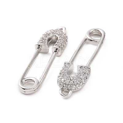 Brass Micro Pave Clear Cubic Zirconia Pendants KK-E068-VC469-1