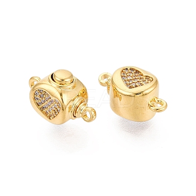 Brass Micro Pave Clear Cubic Zirconia Box Clasps KK-Q074-08G-1