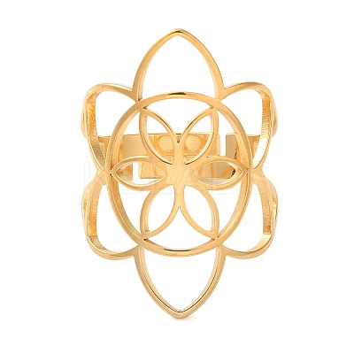 Hollow Flower 304 Stainless Steel Adjustable Rings for Women RJEW-N048-06G-1