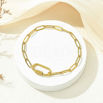 304 Stainless Steel Oval Link Bracelets BJEW-JB13935-1