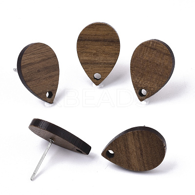 Walnut Wood Stud Earring Findings MAK-N033-007-1