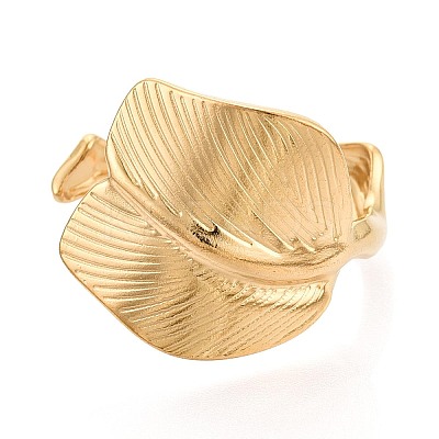 Adjustable Ion Plating(IP) 304 Stainless Steel Cuff Rings for Women RJEW-N052-03G-1