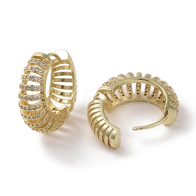 Brass Micro Pave Cubic Zirconia Hoop Earrings EJEW-H308-03G-1