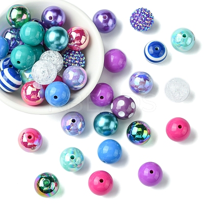 DIY Round Resin Beads and Acrylic Beads Jewelry Making Findings Kits DIY-FS0007-73-1