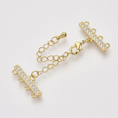 Brass Micro Pave Cubic Zirconia Chain Extender ZIRC-Q022-031G-NR-1