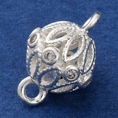 Brass Micro Pave Clear Cubic Zirconia Connector Charms KK-A230-06E-S-1