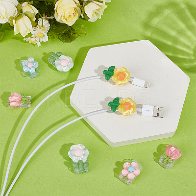 4 Bags 4 Styles Flower TPU Charger Cord Protector DIY-OC0014-30-1