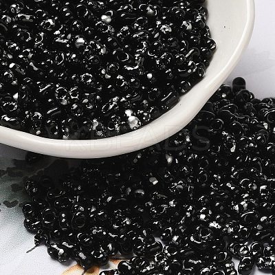 Spray Painted Glass Seed Beads SEED-F005-08A-05-1