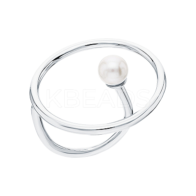 Elegant S925 Silver Freshwater Pearl Round Ring VB8352-1-1