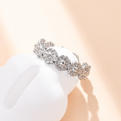 304 Stainless Steel Open Cuff Ring for Women LS-RJEW-Z083-01P-1