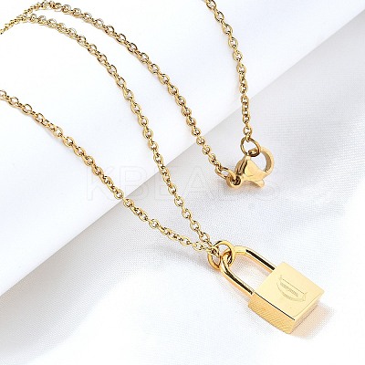 304 Stainless Steel Rolo Chain Pendant Necklaces NJEW-S444-01G-03-1