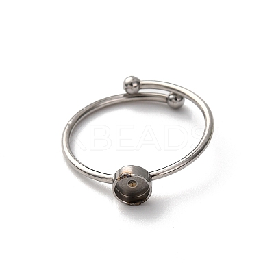 Adjustable 304 Stainless Steel Cuff Ring Components STAS-D372-08P-01-1